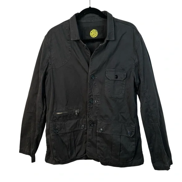 Pretty Green Utility Jacket Black Dark Grey Size L Casual Workwear - Picture 1 of 14